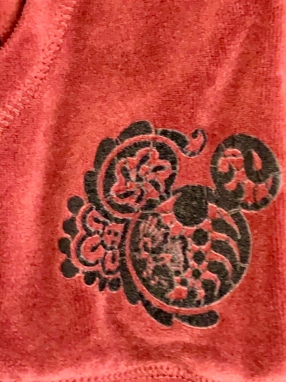Disney Hidden Mickey Burgundy Red Velour Zip Hoodie with Hood - Picture 5 of 5